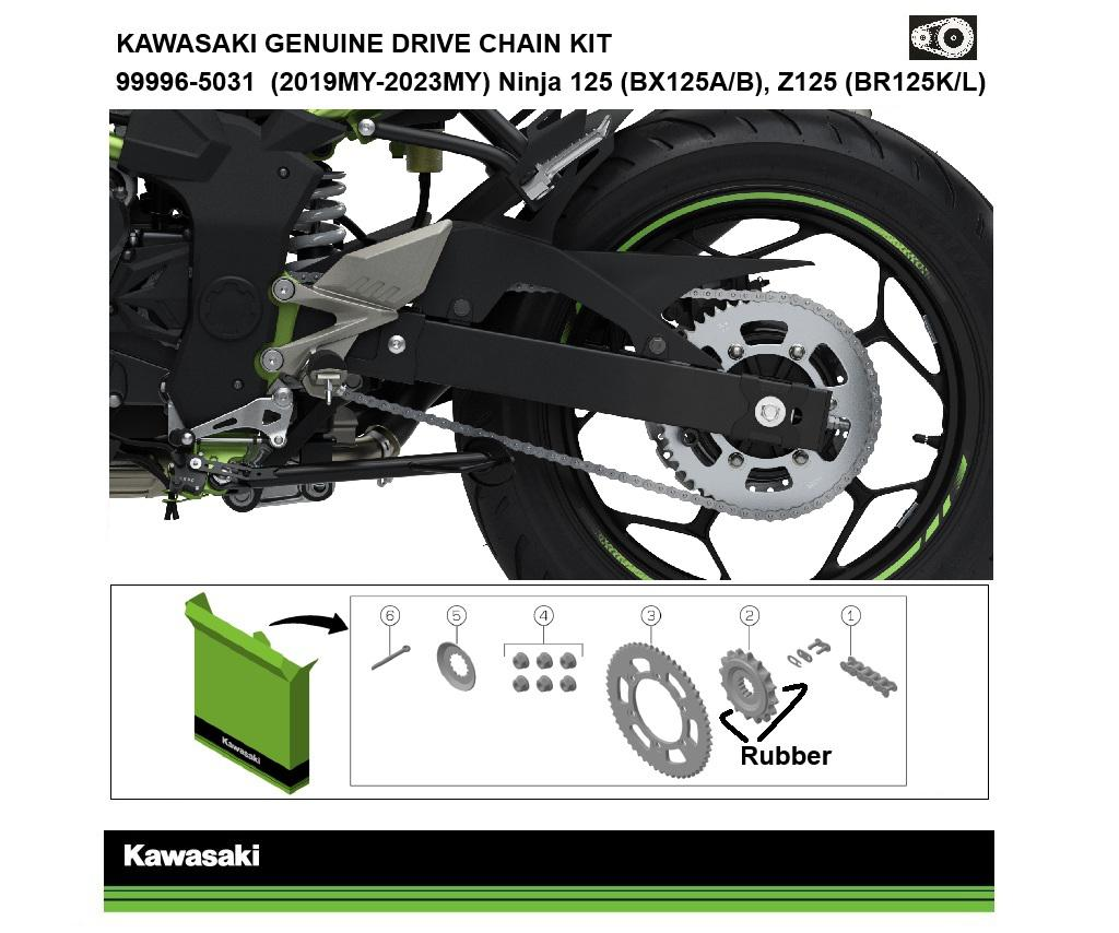 Genuine Chain and Sprocket Kit Ninja & Z125 (BX125A/B,BR125K/L)
